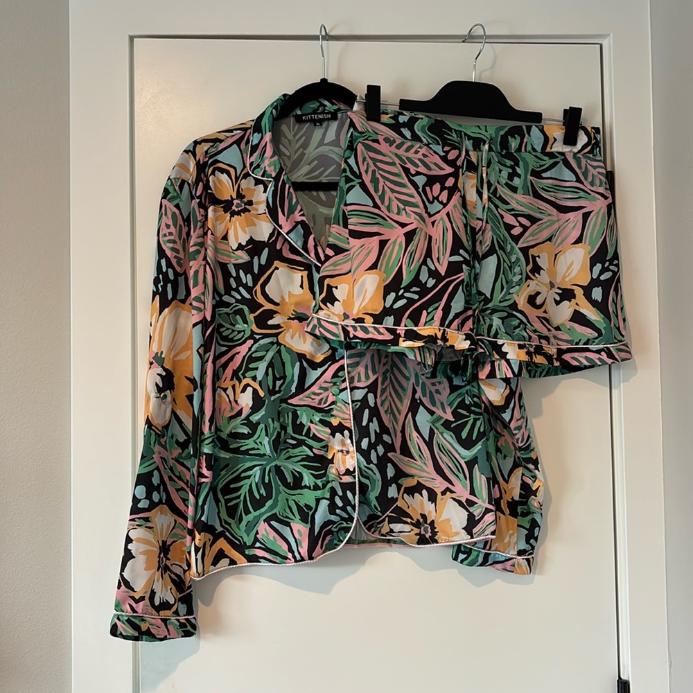 Kittenish Summer Silky Shorts PJ Set -  size XL
